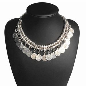 2/$18 Silver bib coin necklace
